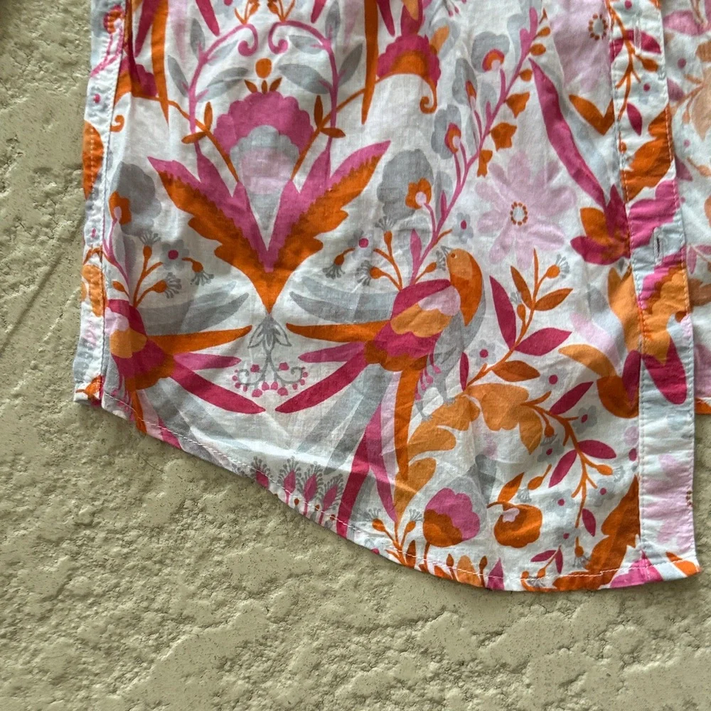J McLaughlin Vibrant Floral Women's Blouse in Pink and Orange - Picture 4 of 6